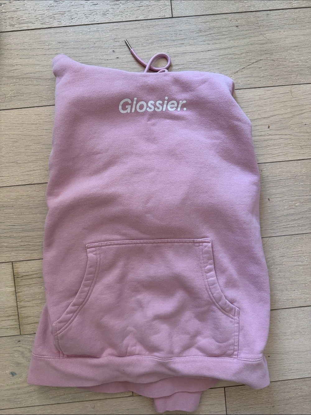 Glossier Soft Pink Logo Pullover Hoodie